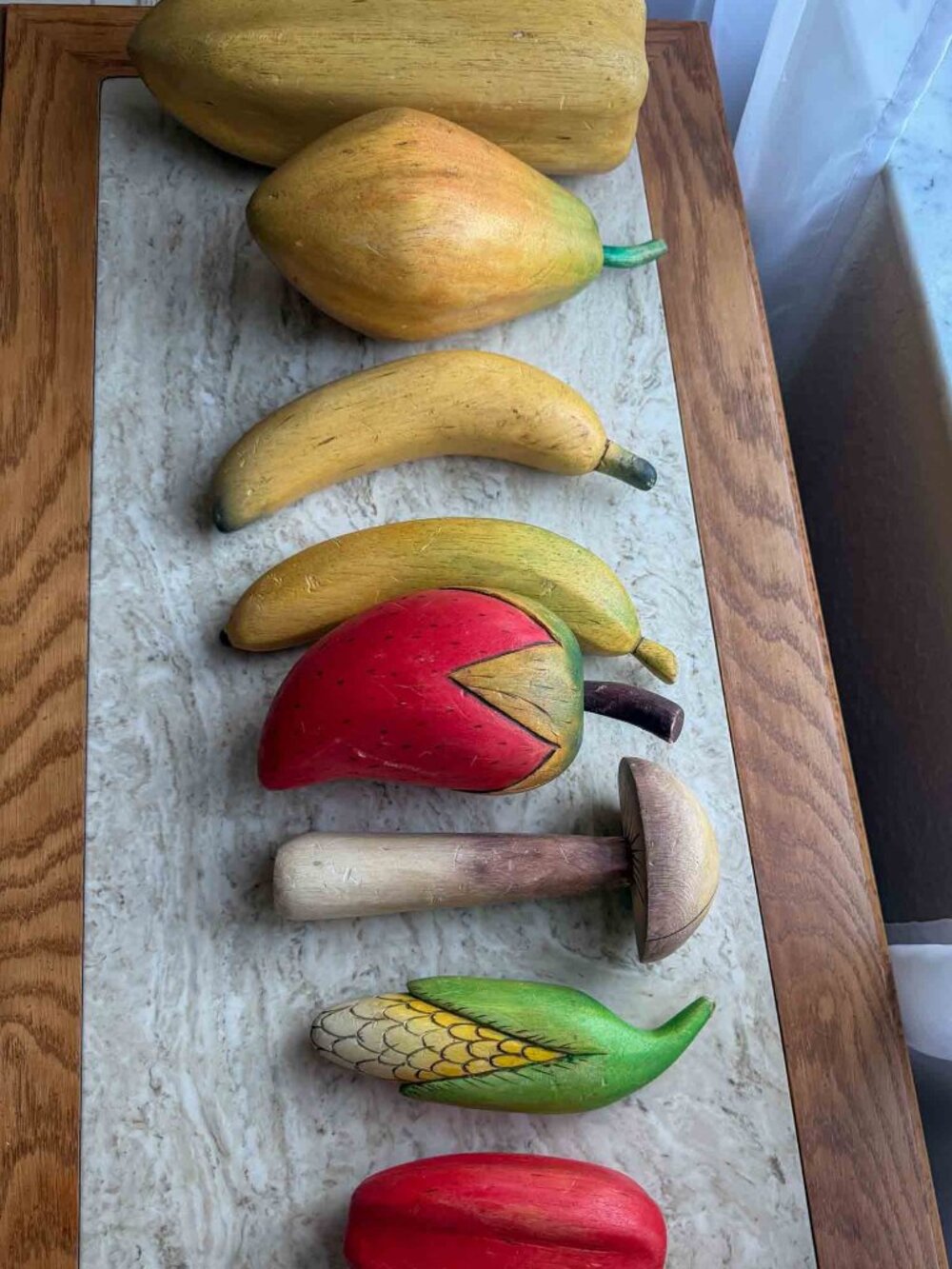 Vintage Hand Painted Wooden Fruit Decor Set 8 Pc Folk Art